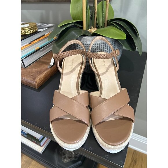 Stuart Weitzman Mykonos Espadrille Braided Leather Wedge Sandal Brown Womens  10 - Picture 5 of 14